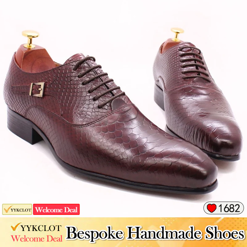 Luxury Men Oxford Shoes Lace up Split Toe Black Brown Men Dress Shoes Suede Patchwork Crocodile prints Leather Shoes Men