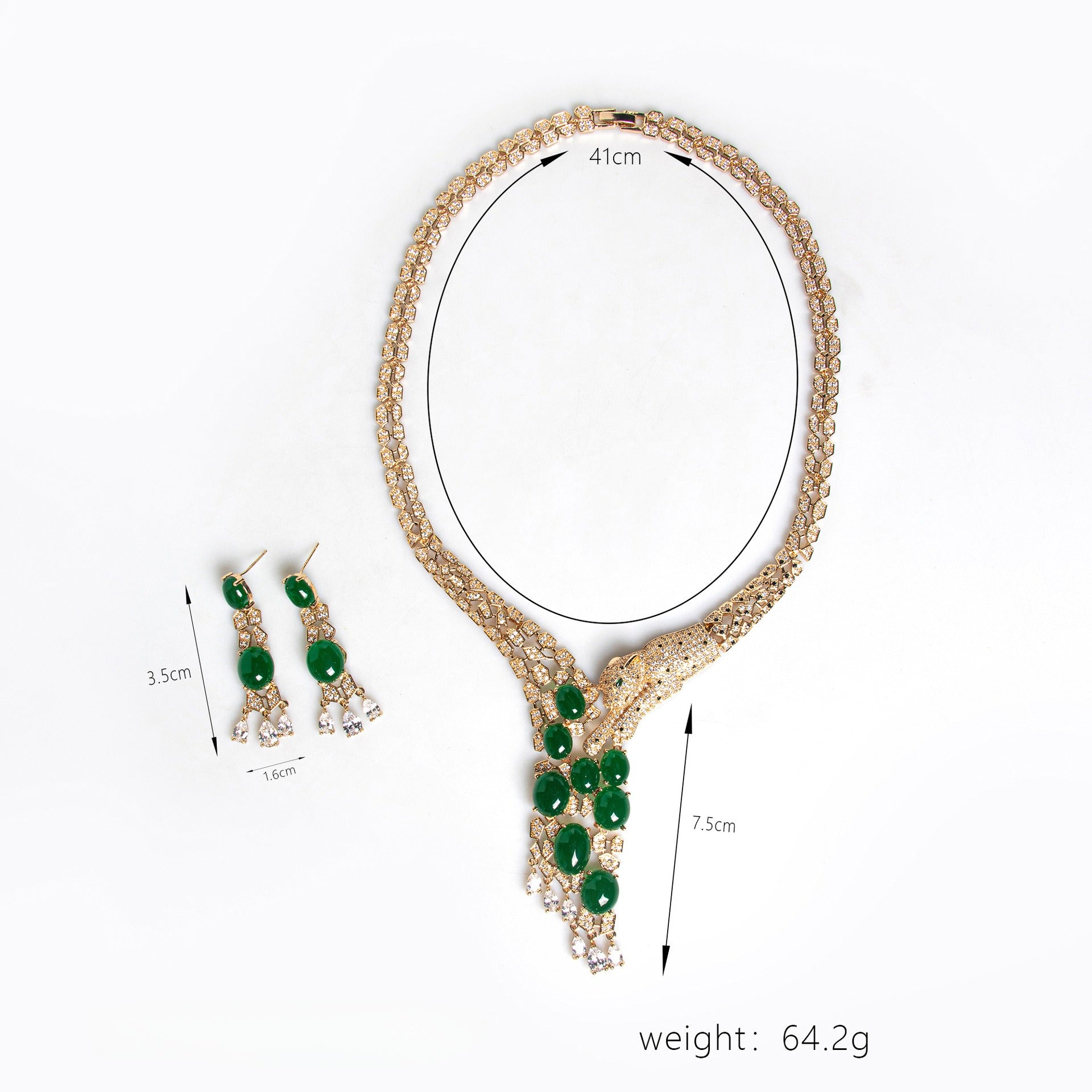 Premium Luxury Bridal Zircon Necklace Earrings Set Tassel Gala Wedding Dress Accessories Women