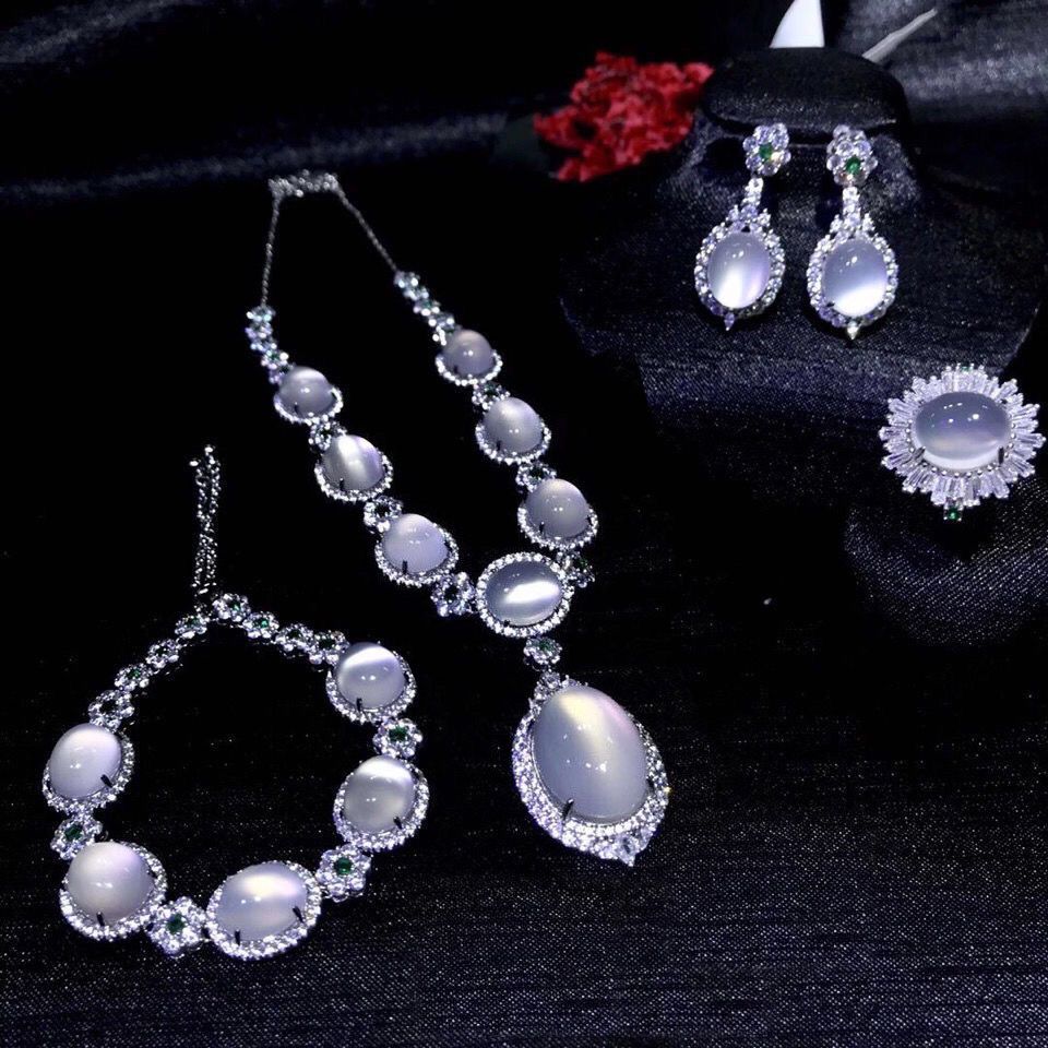 Fashion gemstone diamond four-piece set Jewelry set