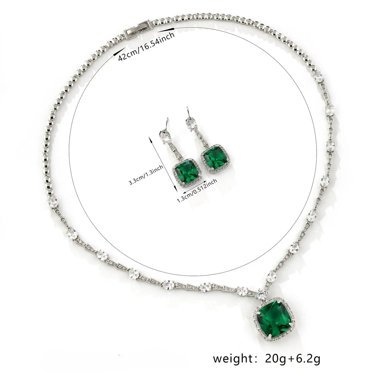 Niche feeling fat square colored treasure stud earrings women's necklace bird's nest cut red diamond pendant set