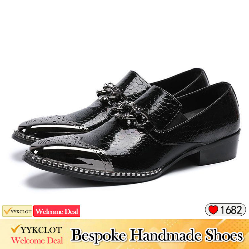 Black leather pointed party shoes Men's fashion dress shoes