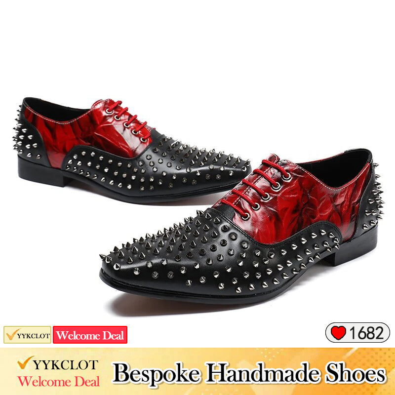 Hand-studded lace-up party shoes men's flash dress shoes