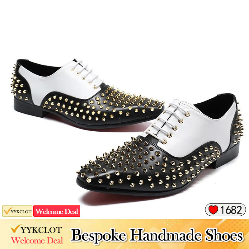 Hand-studded lace-up party shoes men's flash dress shoes