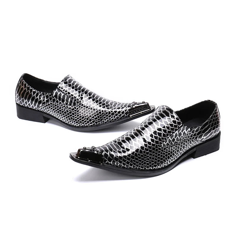 Black fashion snake design dress shoes Leather dress shoes for men