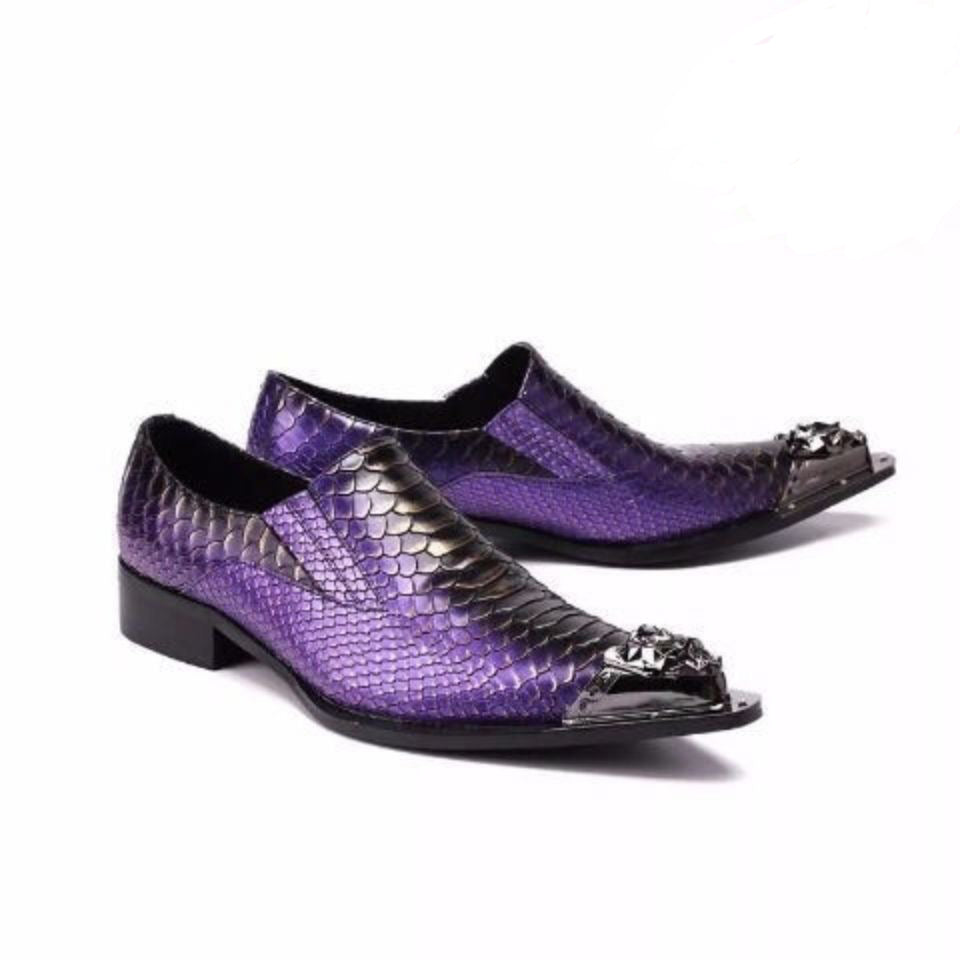 Purple serpentine men dress shoes Men's stage shoes