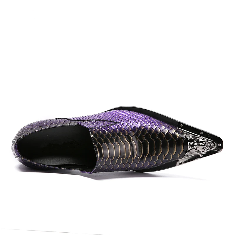 Purple serpentine men dress shoes Men's stage shoes