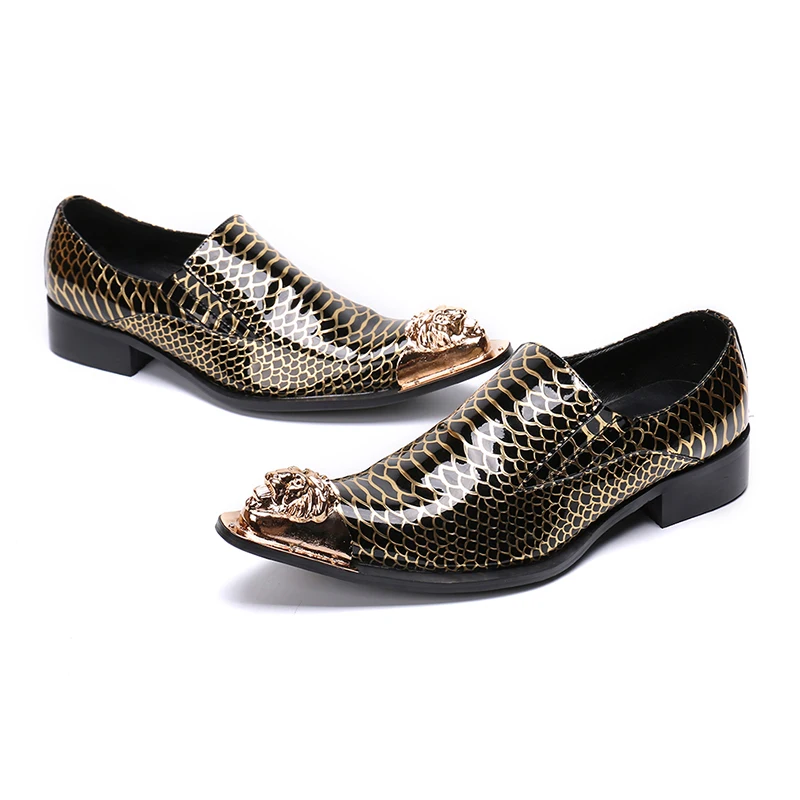 Black fashion snake design dress shoes Leather dress shoes for men