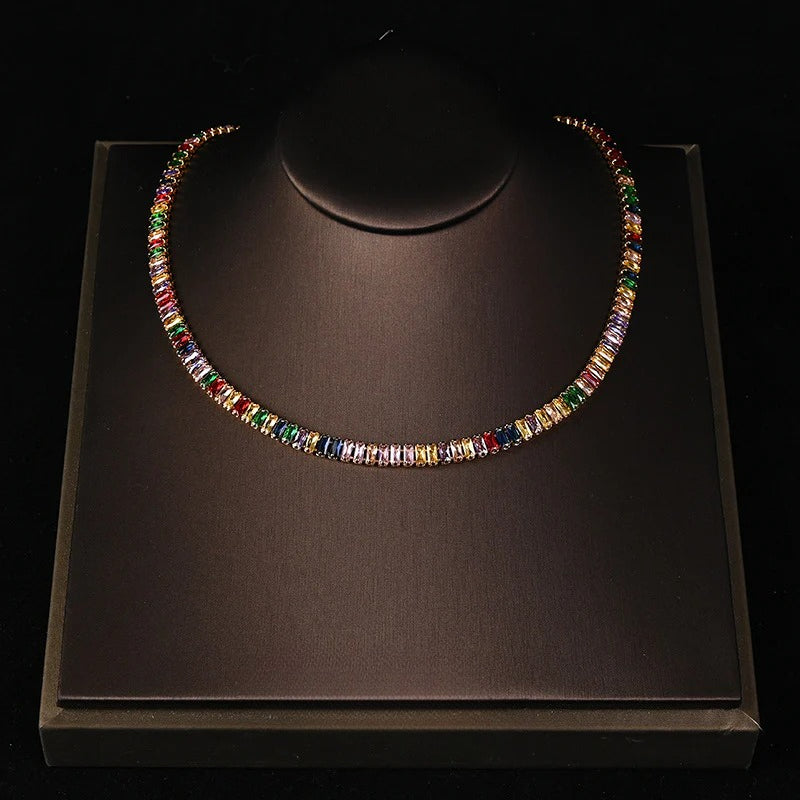 Niche simple rainbow necklace bracelet stud earrings series