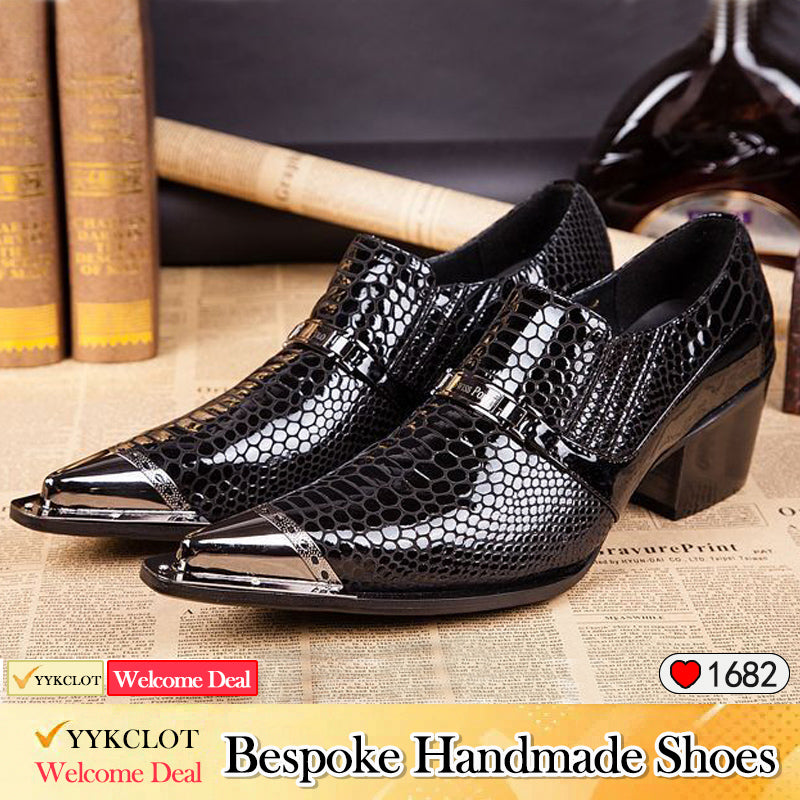 Black fashion high-heeled Business men dress shoes