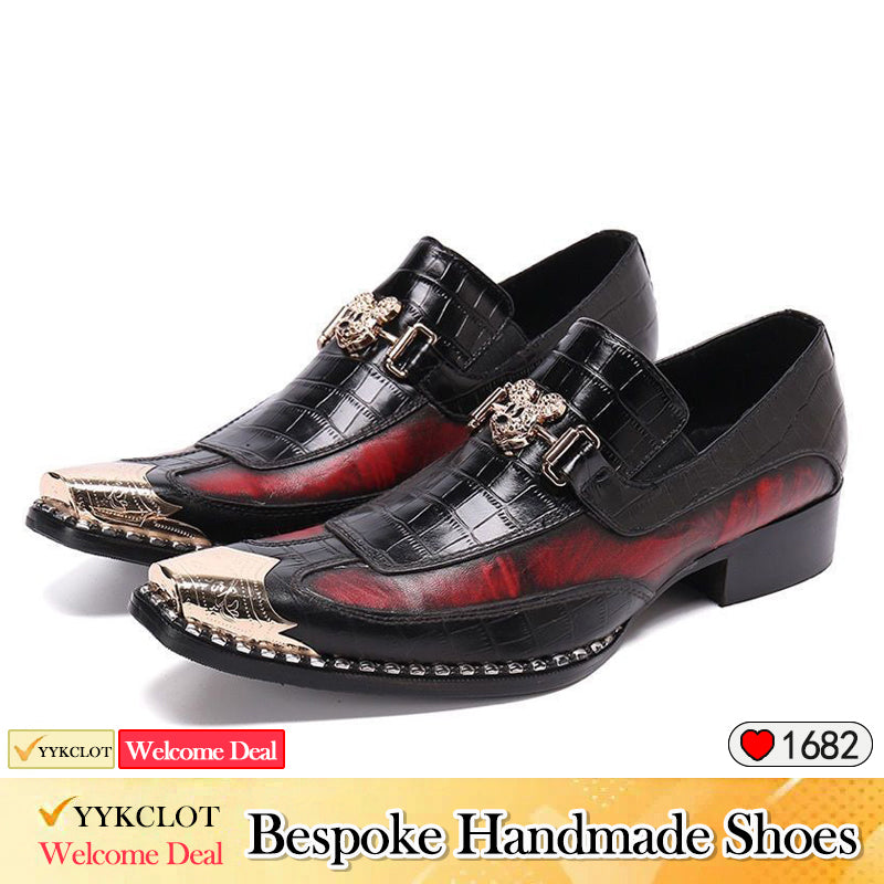 Black patchwork leather fashion men's dress shoes