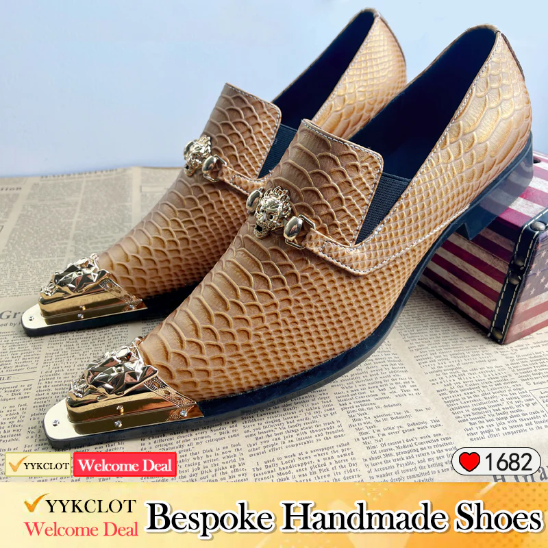Silver pointed high-heeled dress shoes men's fashion dress shoes