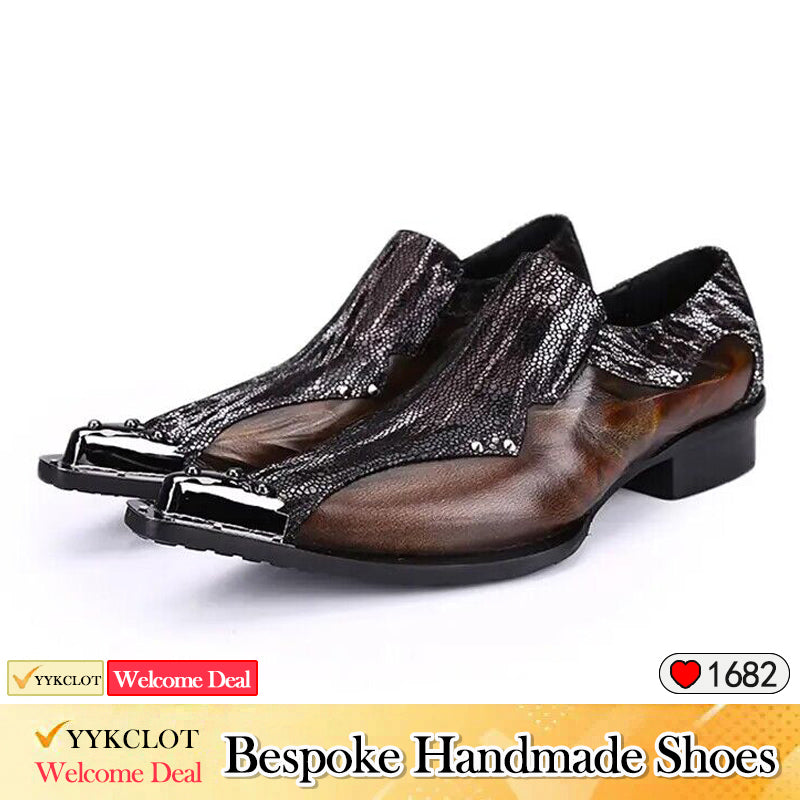 Brown leather patchwork dress shoes Men's business dress shoes