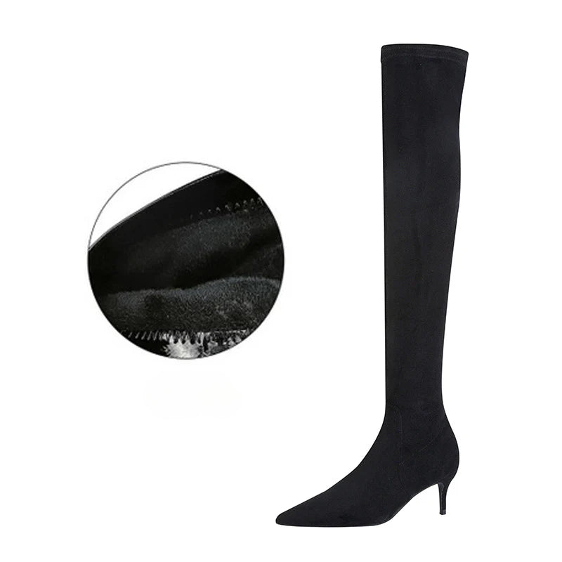 Winter Sexy Suede Pointed Over Knee Boots