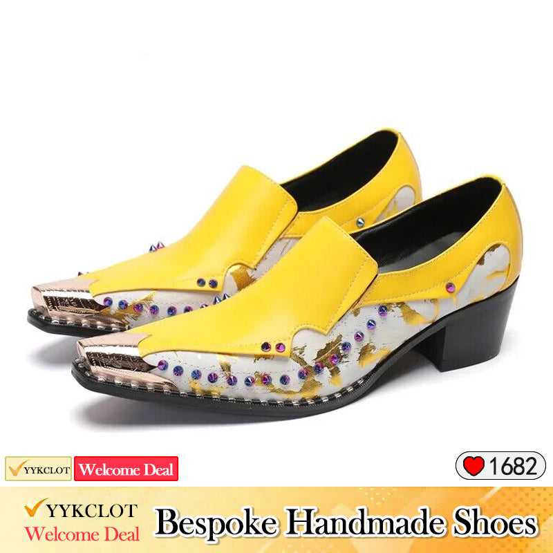 Yellow party wedding High-heeled men dress shoes