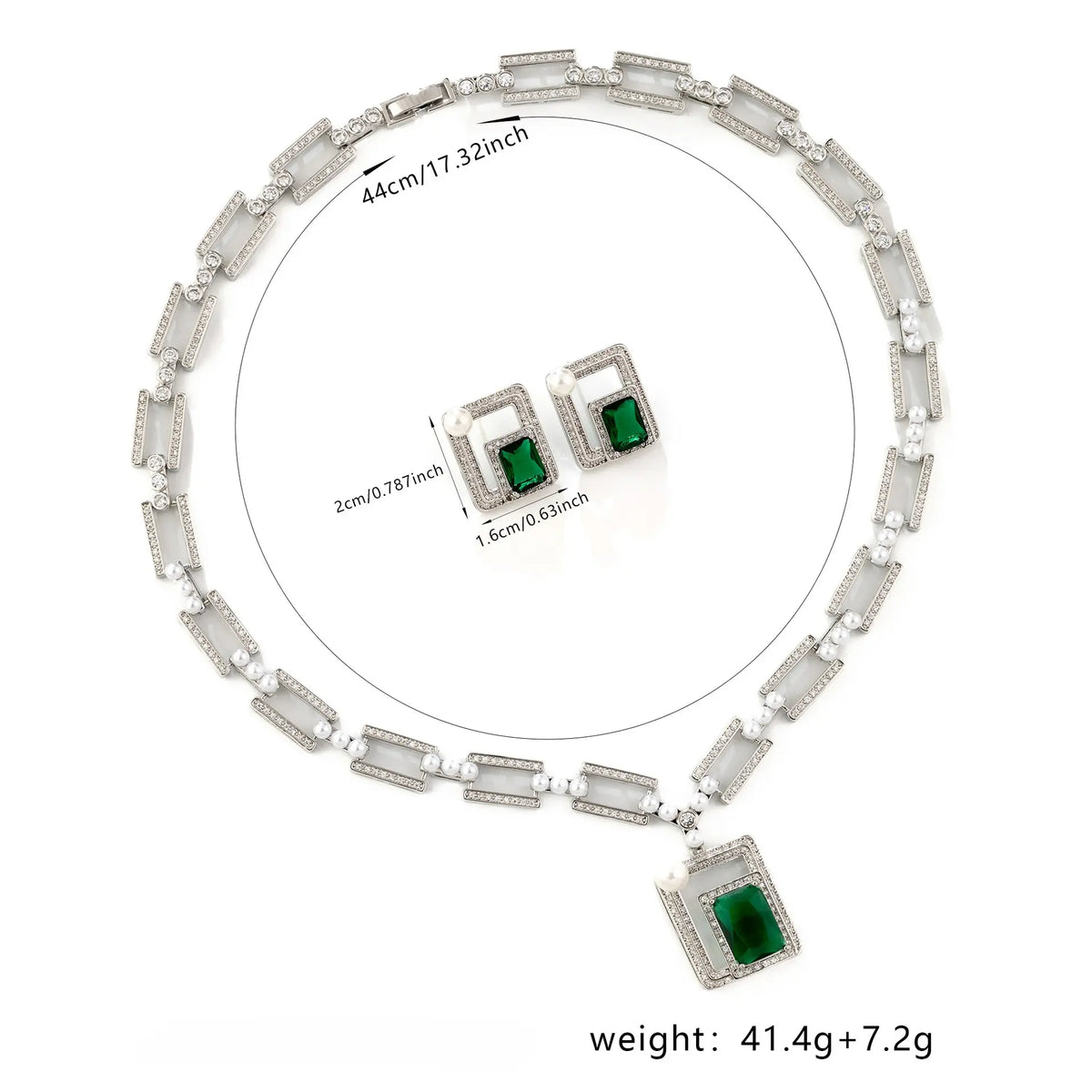 Jewelry Set Women's Square Design Classic Simple Versatile Necklace Earrings Set