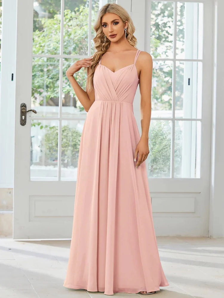 Fashionable and elegant chiffon backless evening gown