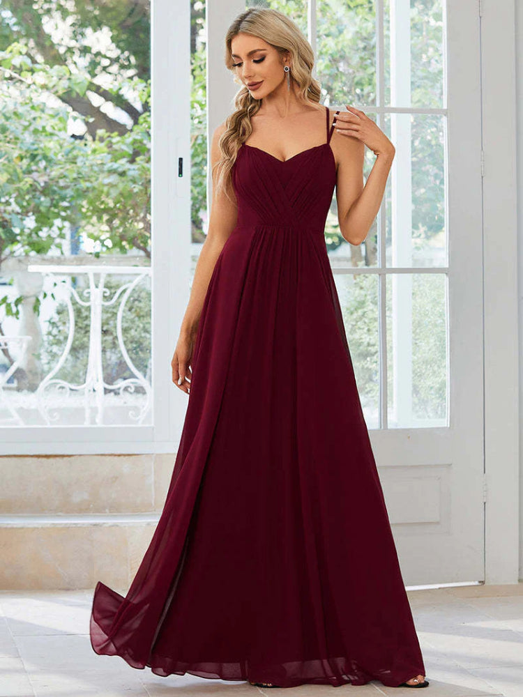 Fashionable and elegant chiffon backless evening gown