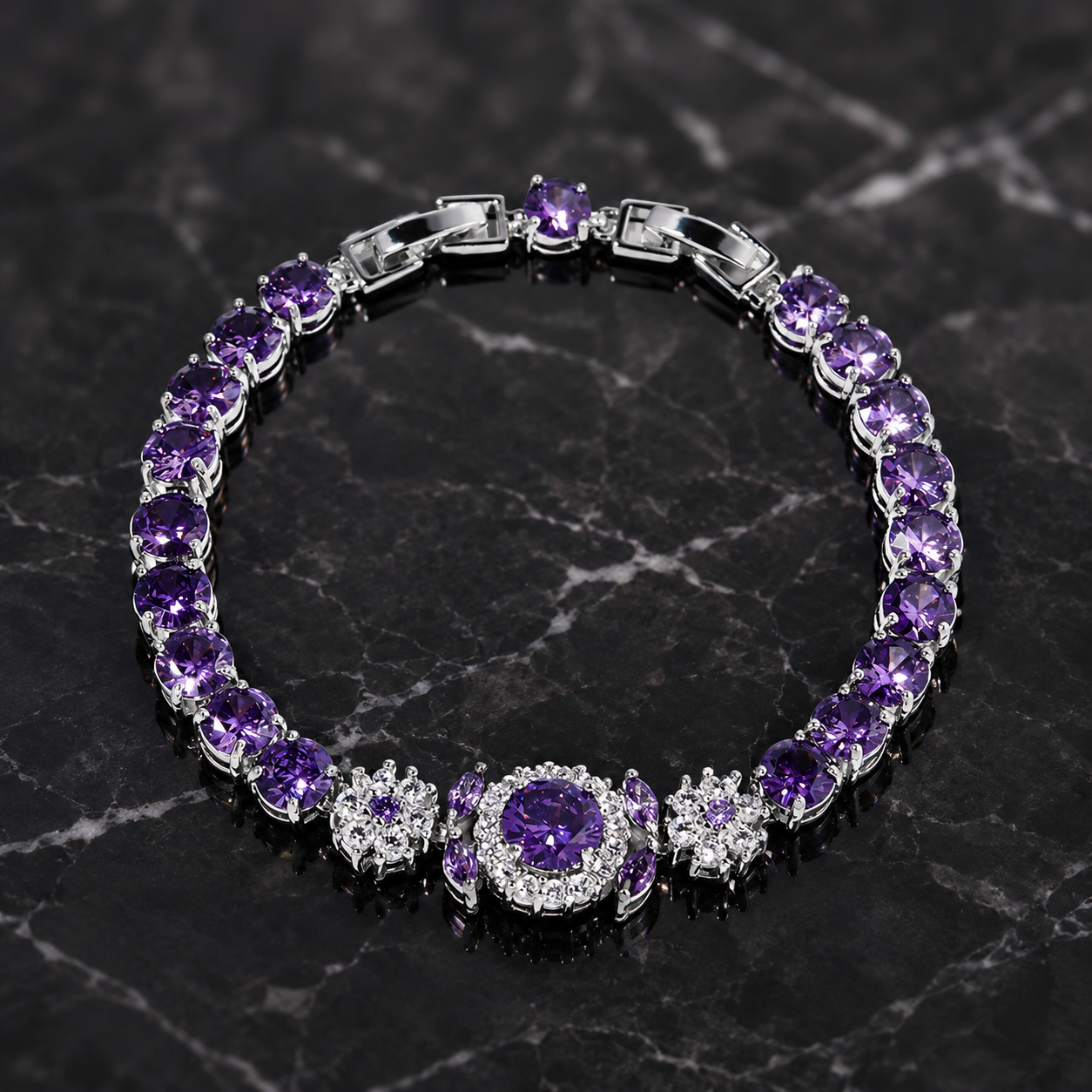 Luxury Amethyst Purple Crystal Bracelet for Women