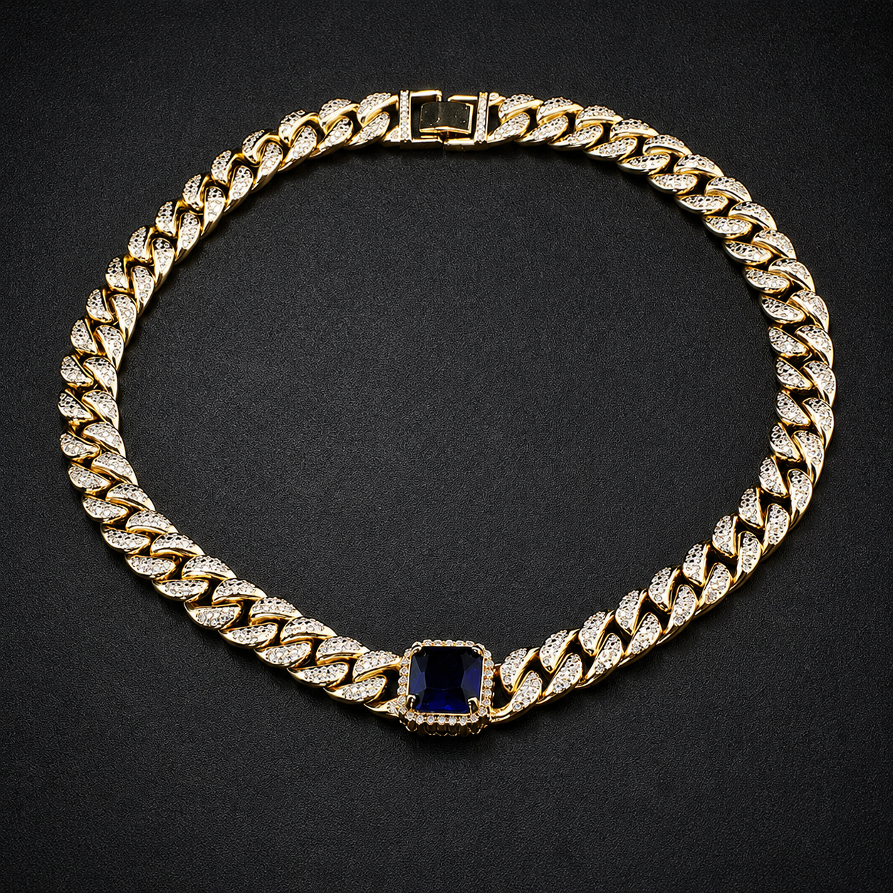Luxury Sapphire Blue Crystal Necklace Earrings Bracelet Jewelry Set