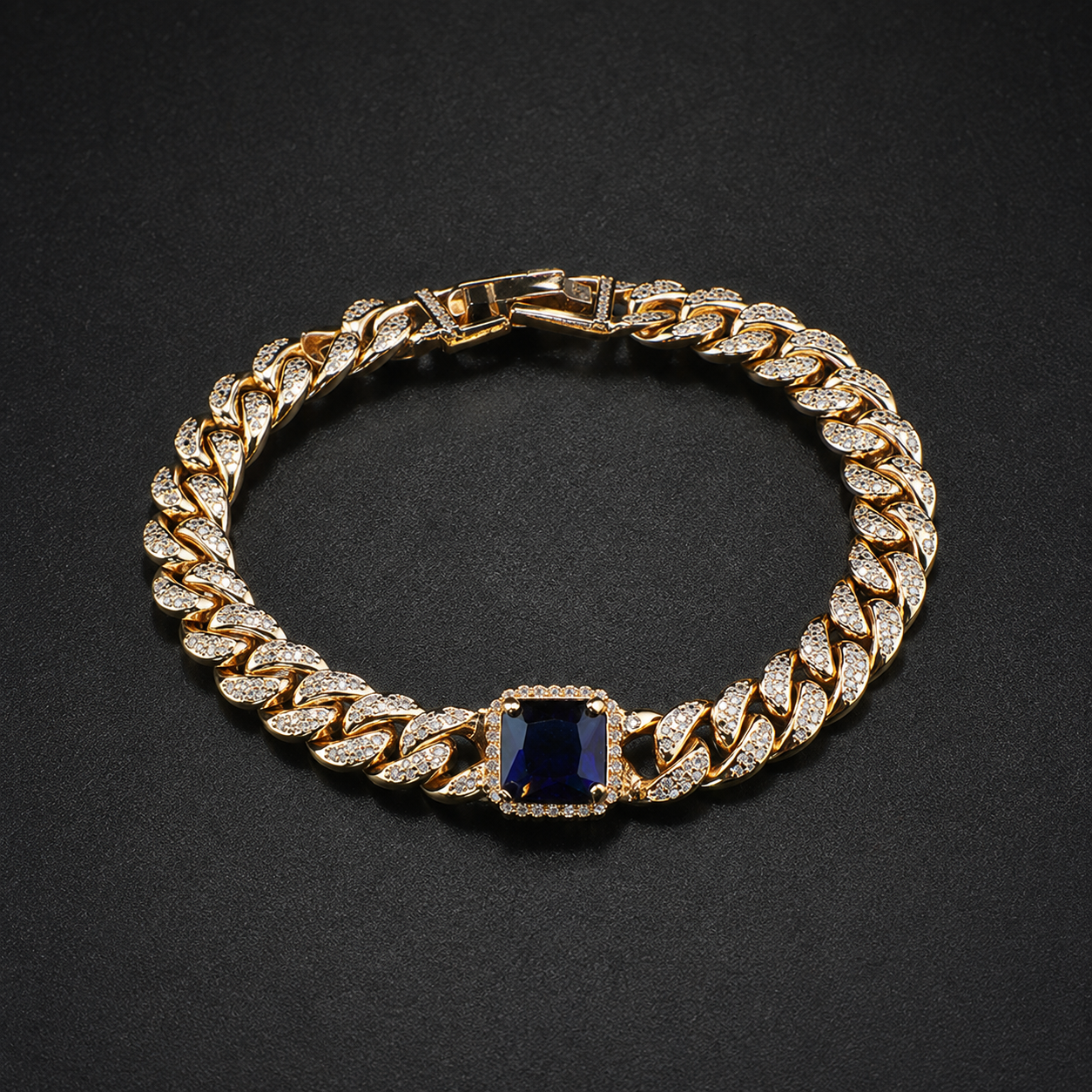 Luxury Sapphire Blue Crystal Necklace Earrings Bracelet Jewelry Set