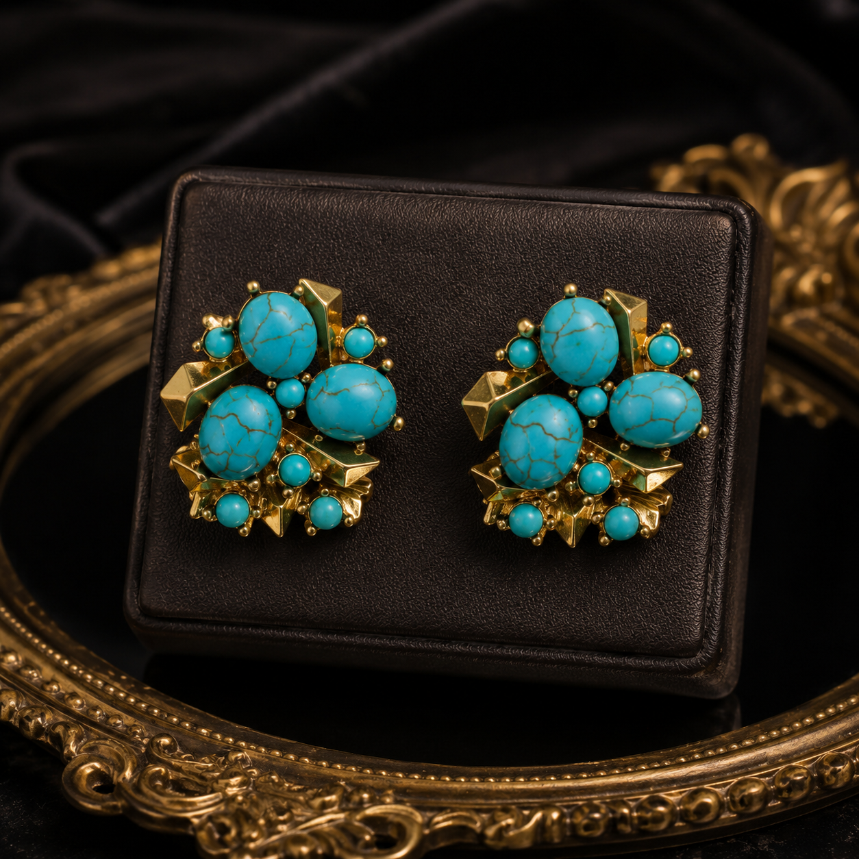 Luxury Turquoise Beaded Necklace Earrings Bracelet Jewelry Set