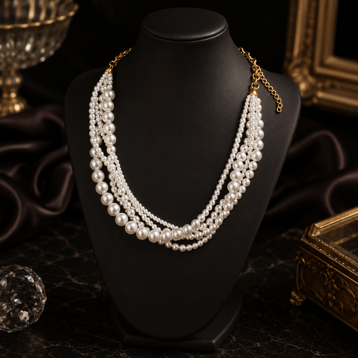 Elegant Multi Strand Pearl Necklace for Women