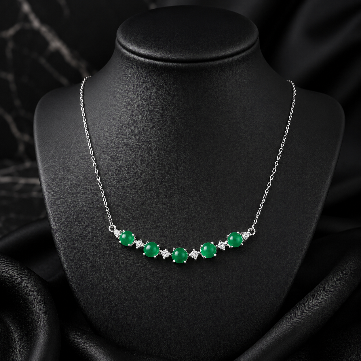Elegant Jade Five-Stone Necklace for Women Minimalist Crystal Chain Jewelry