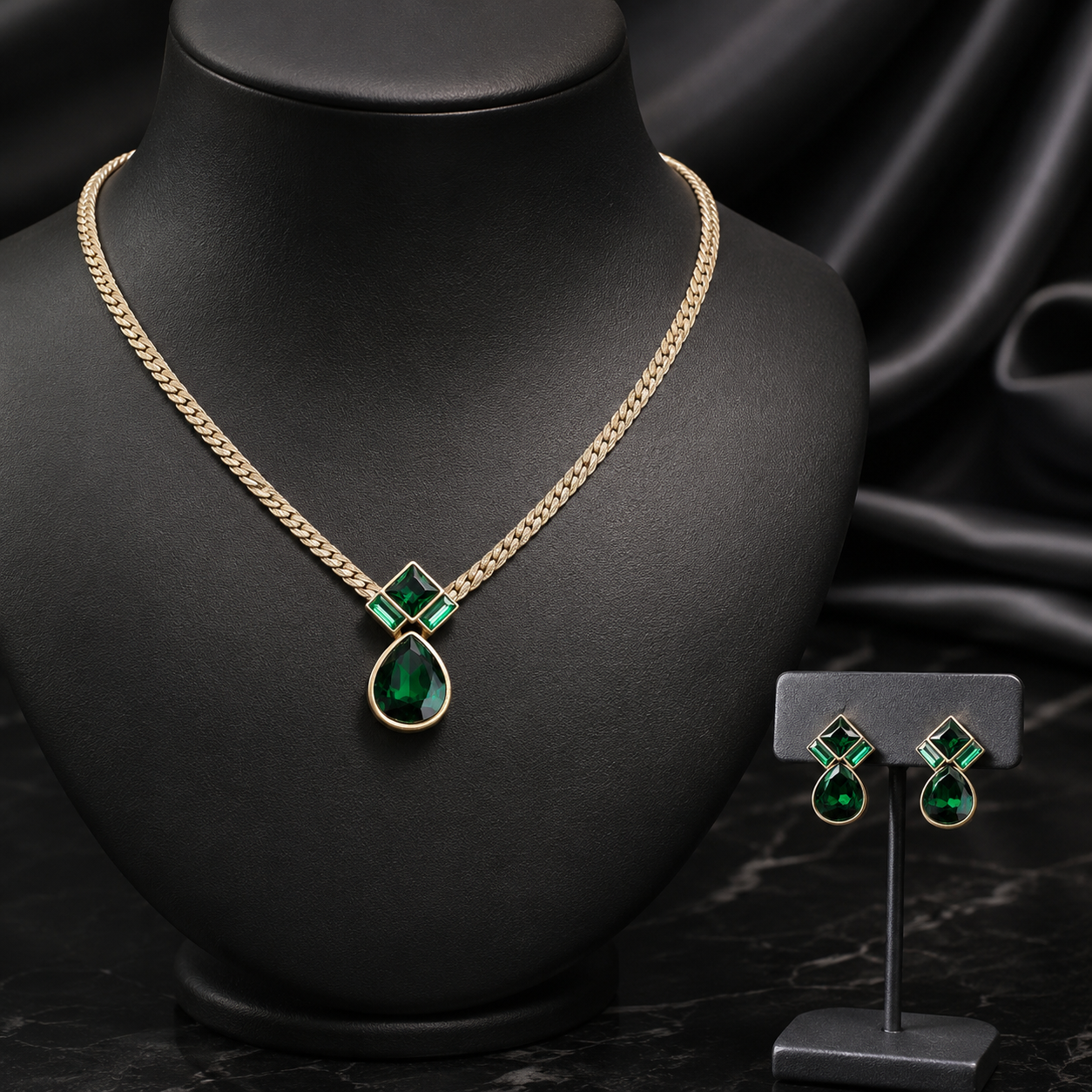 Collier de luxe de style vintage et parure de bijoux Collier serpent émeraude vintage