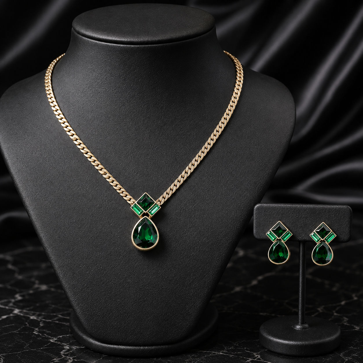 Collier de luxe de style vintage et parure de bijoux Collier serpent émeraude vintage