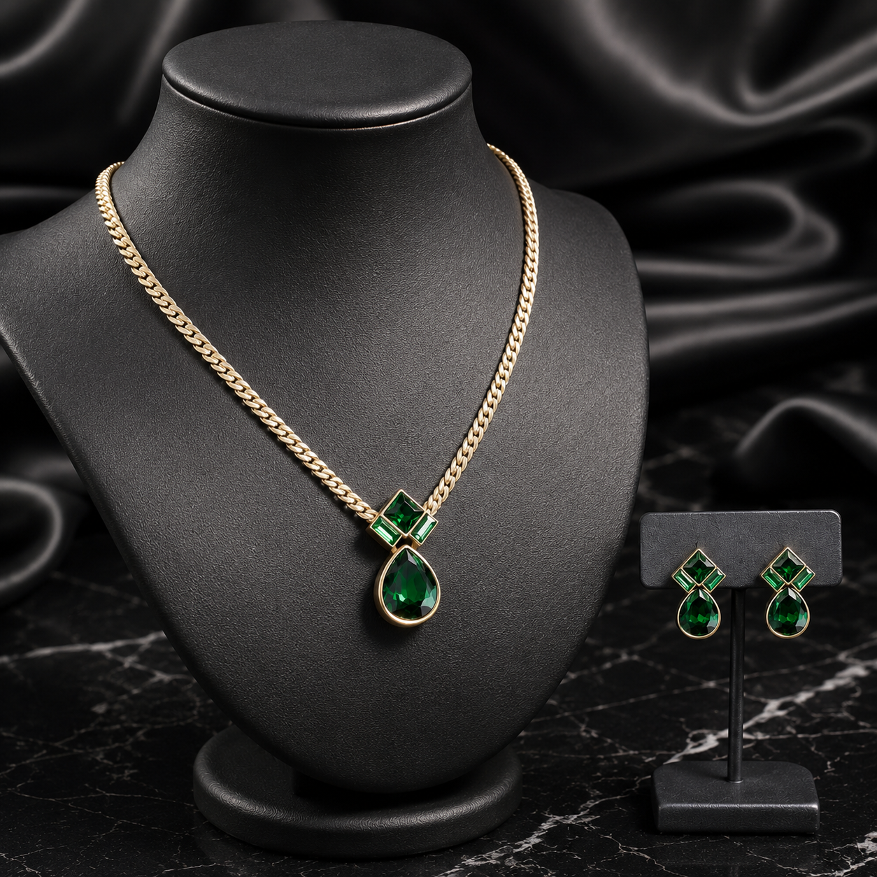 Collier de luxe de style vintage et parure de bijoux Collier serpent émeraude vintage