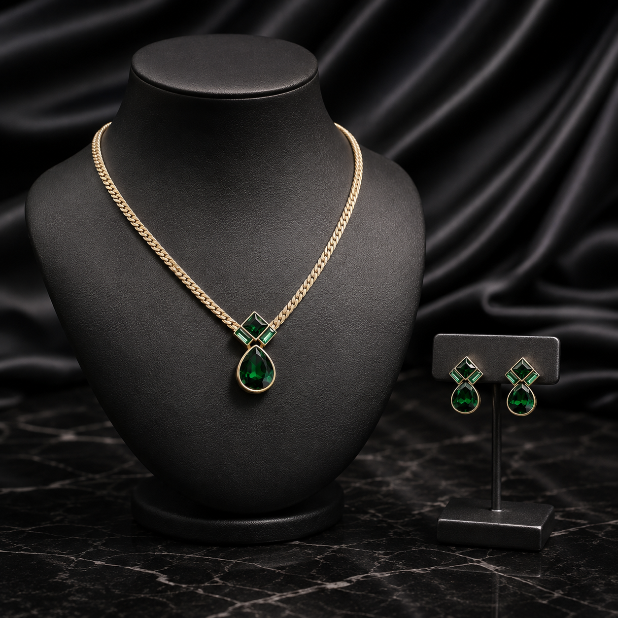 Collier de luxe de style vintage et parure de bijoux Collier serpent émeraude vintage
