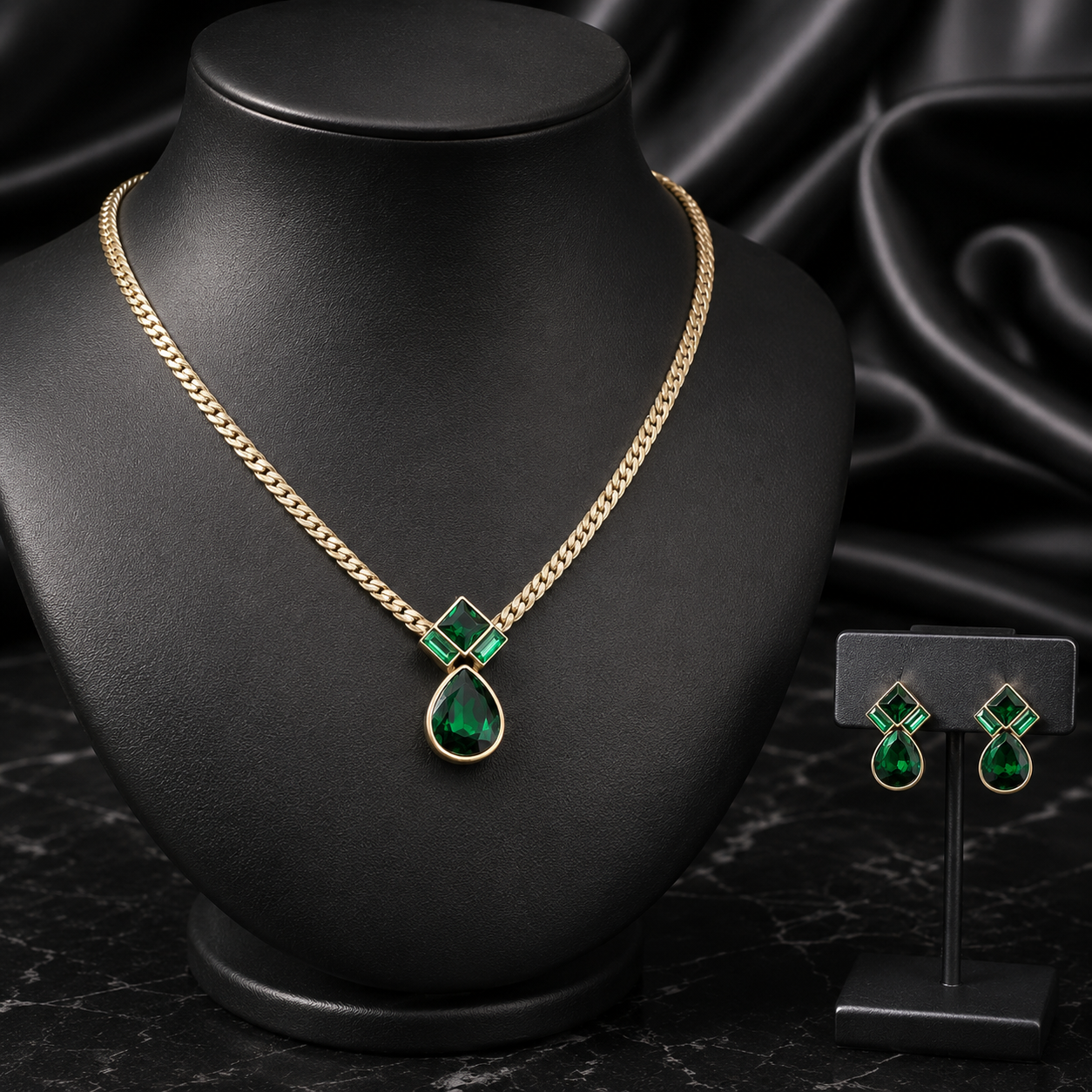 Collier de luxe de style vintage et parure de bijoux Collier serpent émeraude vintage