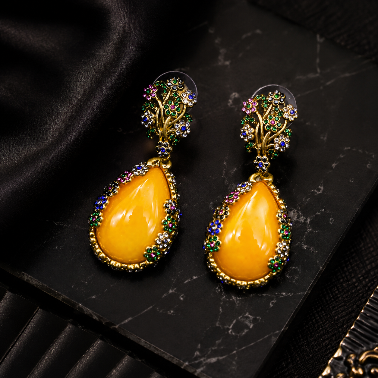 Luxury Baroque Pearl Ring and Earrings Jewelry Set