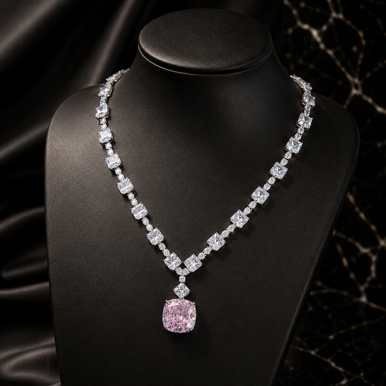 Collier grand diamant fleur de glace plaqué or mode