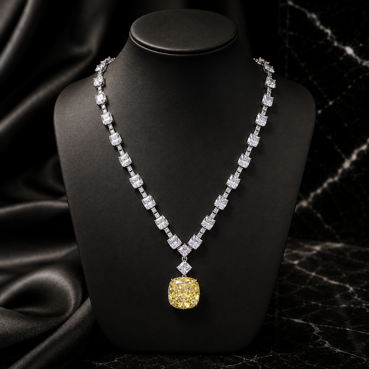 Collier grand diamant fleur de glace plaqué or mode