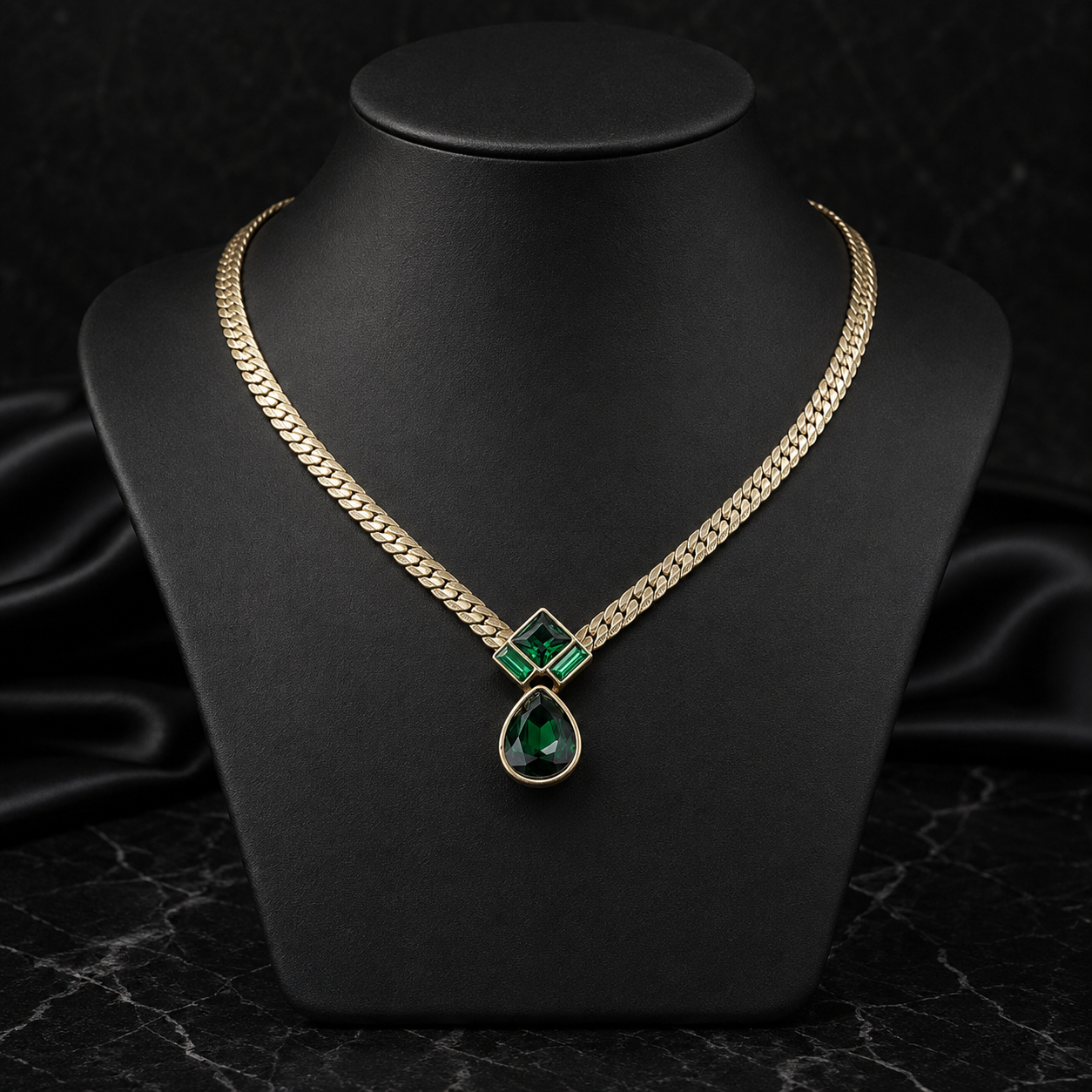 Collier de luxe de style vintage et parure de bijoux Collier serpent émeraude vintage
