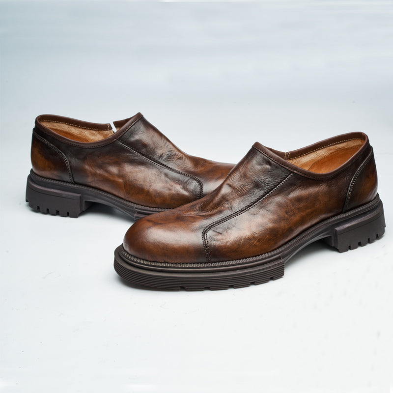 Brown genuine leather business casual shoes