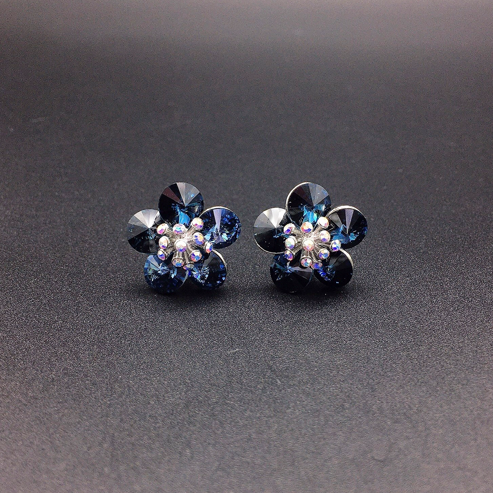Boucles d'oreilles clous fleur en cristal multicolore pour femmes