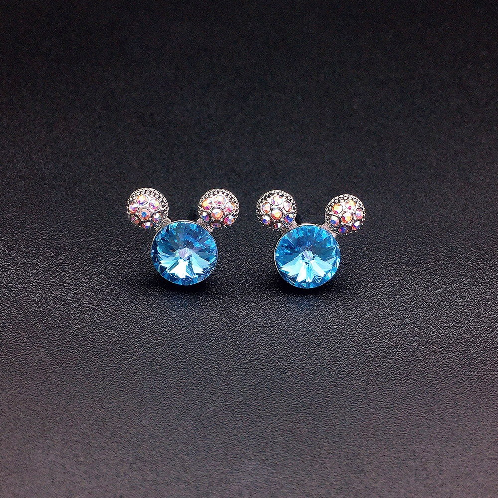 Boucles d'oreilles clous élégantes en cristal vert émeraude pour femme