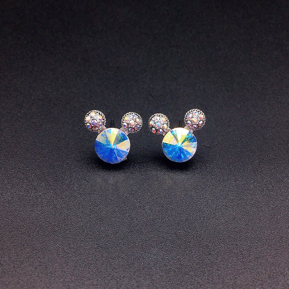 Boucles d'oreilles clous élégantes en cristal vert émeraude pour femme