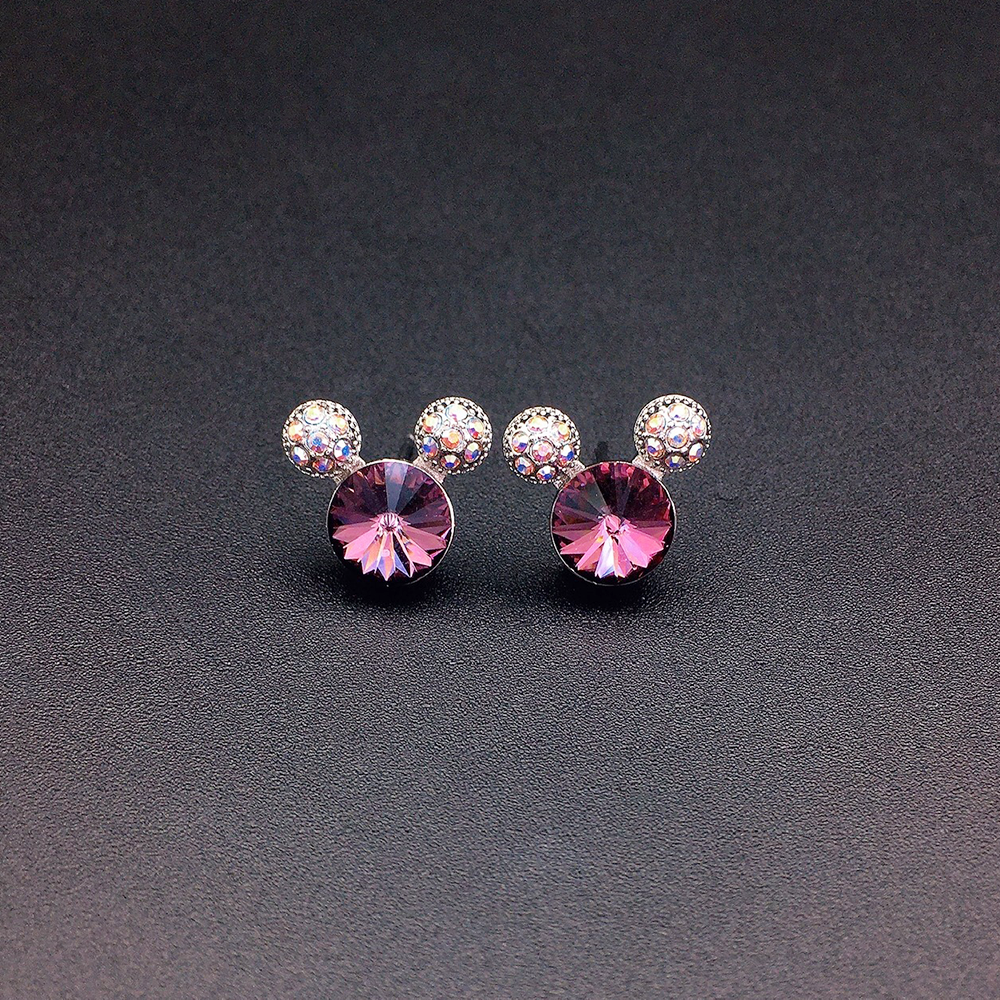 Boucles d'oreilles clous élégantes en cristal vert émeraude pour femme