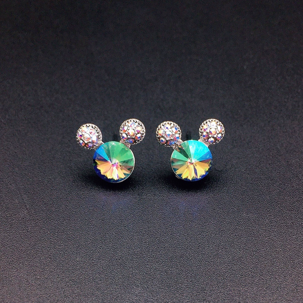 Boucles d'oreilles clous élégantes en cristal vert émeraude pour femme