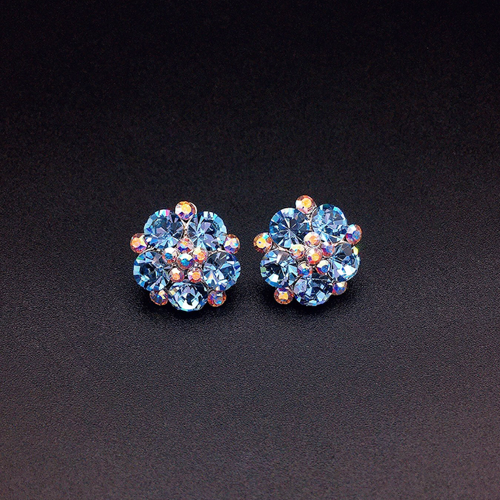 Boucles d'oreilles clous Fleur de cristal rose Rosy pour femmes
