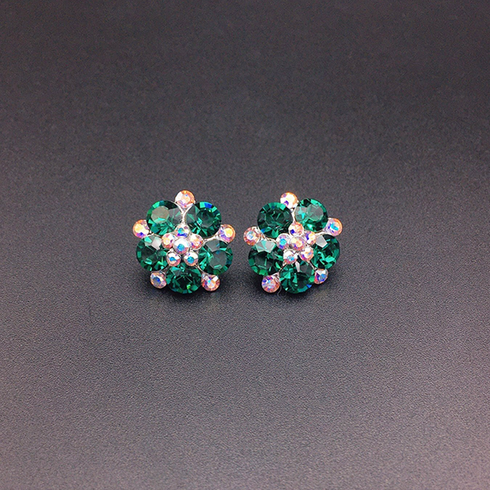 Boucles d'oreilles clous Fleur de cristal rose Rosy pour femmes