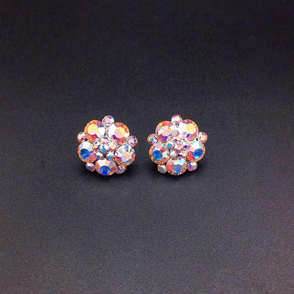 Boucles d'oreilles clous Fleur de cristal rose Rosy pour femmes