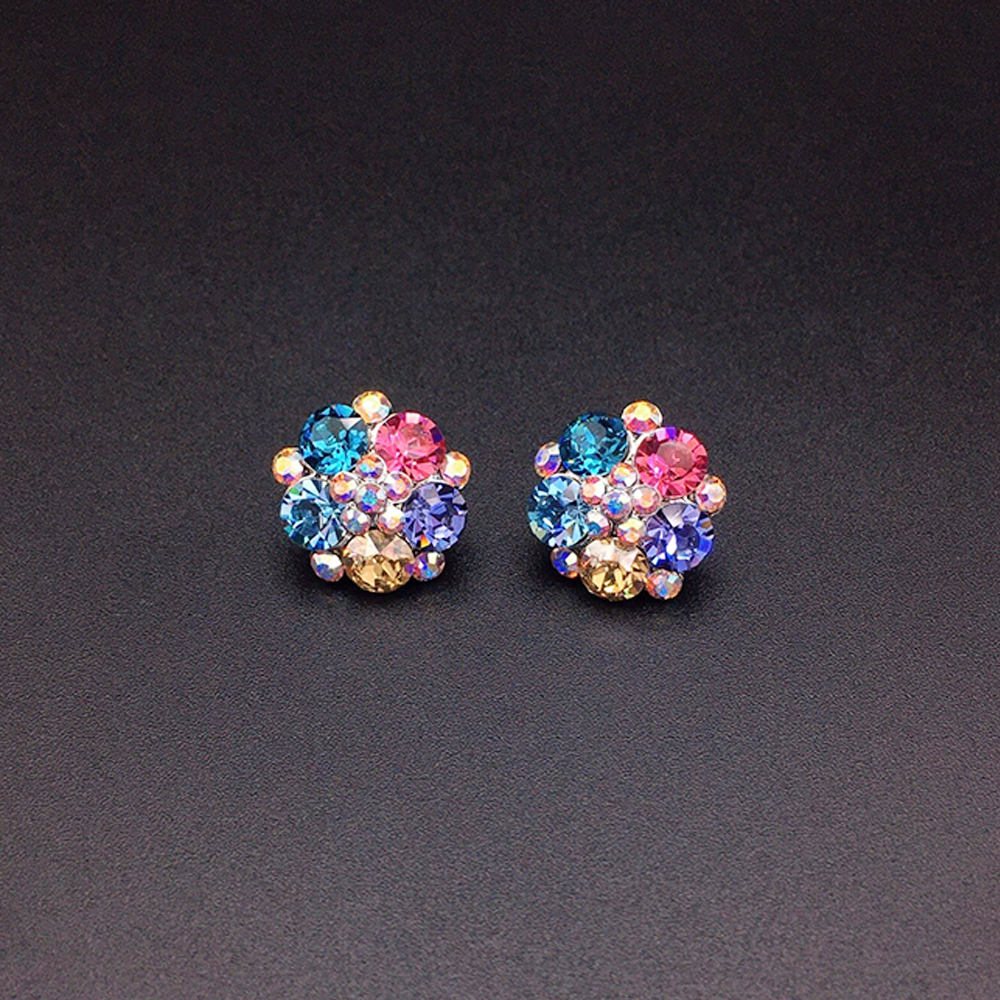 Boucles d'oreilles clous Fleur de cristal rose Rosy pour femmes
