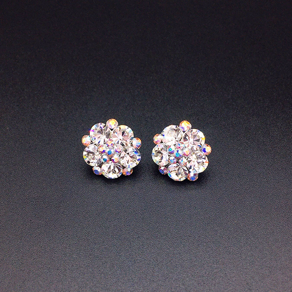 Boucles d'oreilles clous Fleur de cristal rose Rosy pour femmes