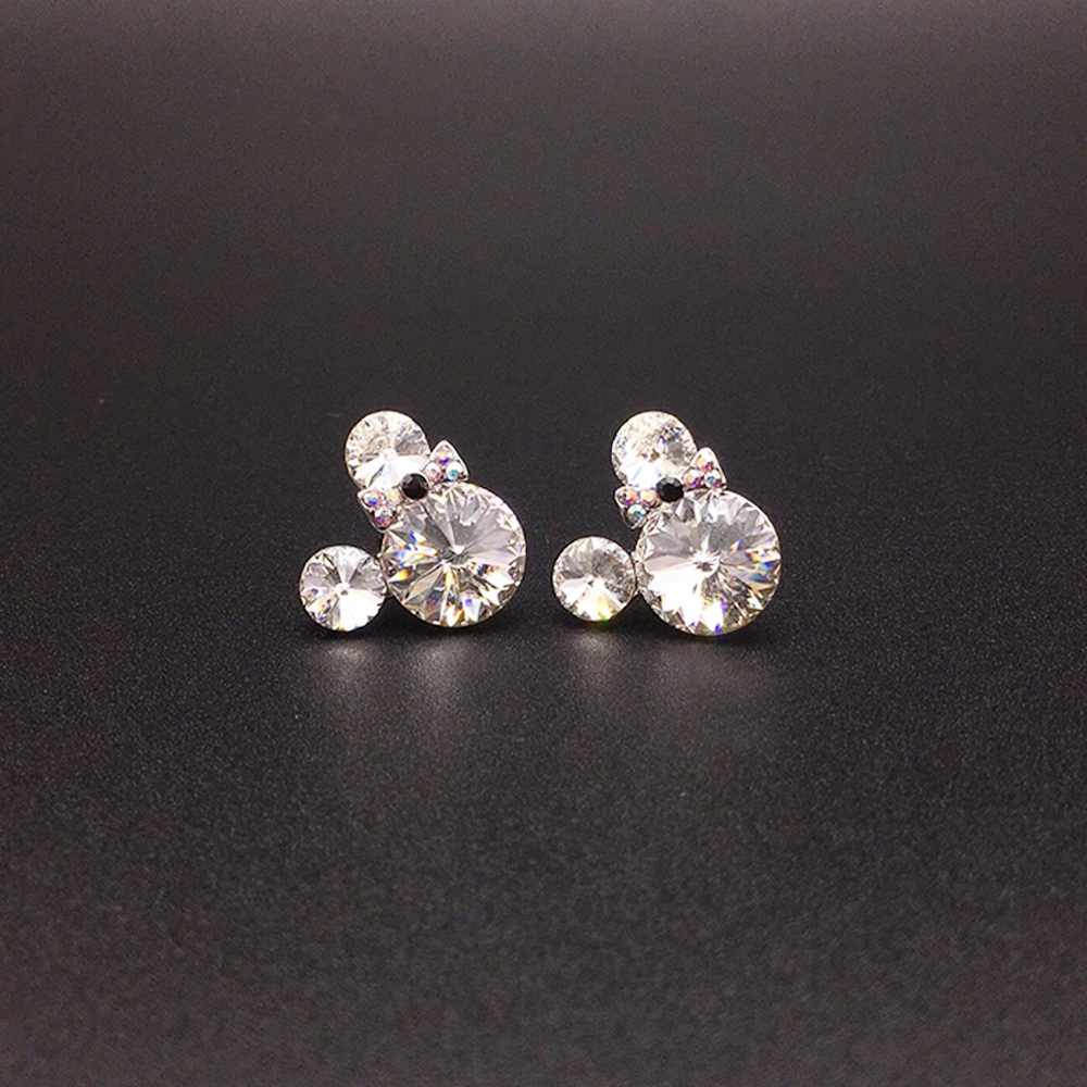 Boucles d'oreilles clous en cristal à bulles roses mignonnes pour femmes