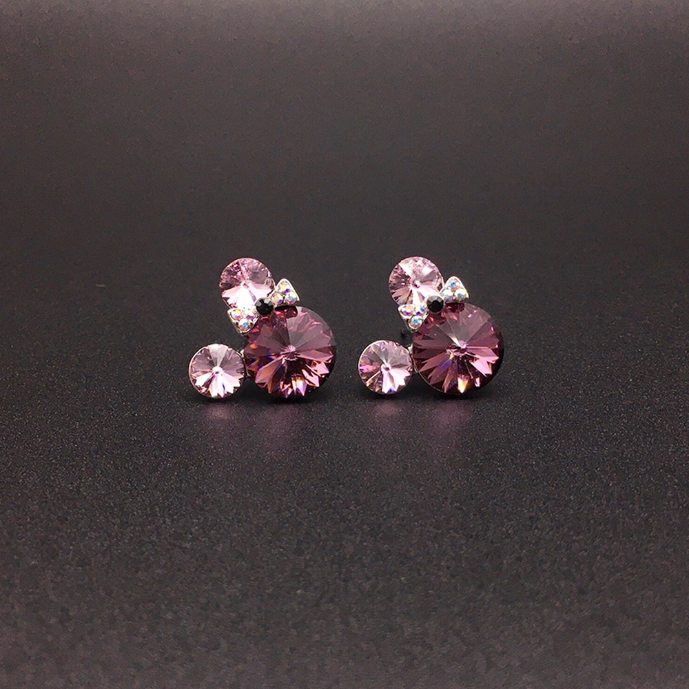 Boucles d'oreilles clous en cristal à bulles roses mignonnes pour femmes
