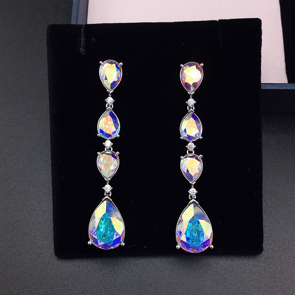 Boucles d'oreilles pendantes de luxe vert émeraude pour femmes